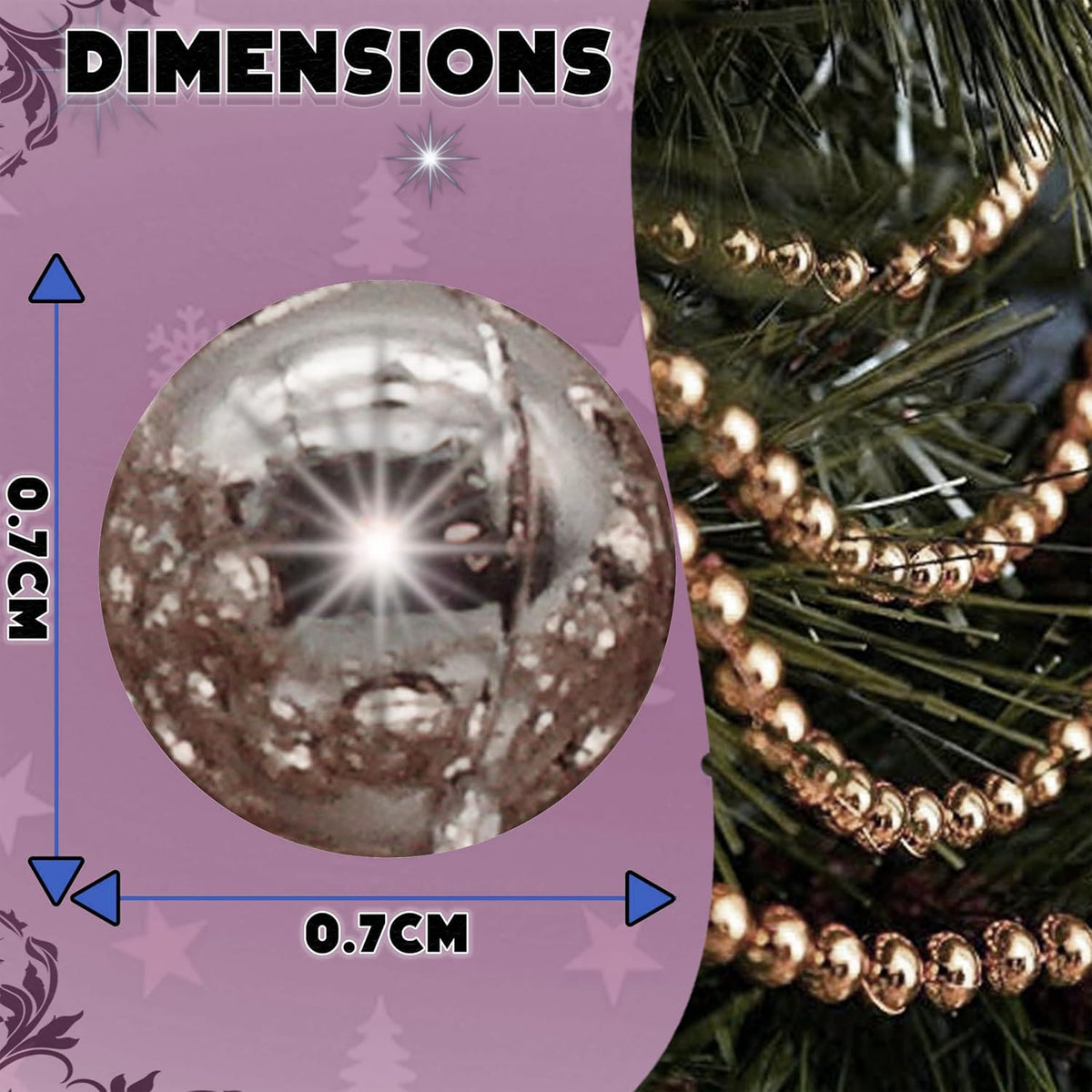 Shiny Bead Garland 8m Christmas Decoration