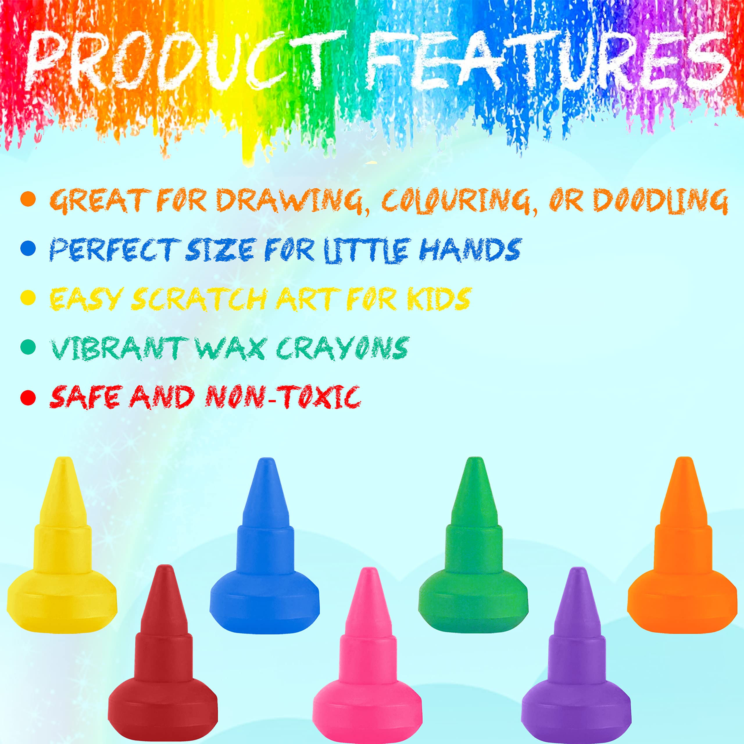Kids Easy Grip Stackable & Non-Toxic Wax Crayons