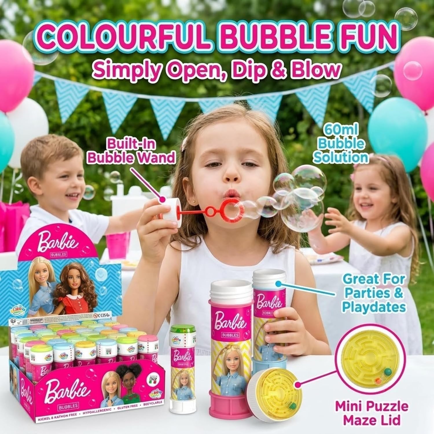 Barbie 12Pcs Bubble Tubes with Wand