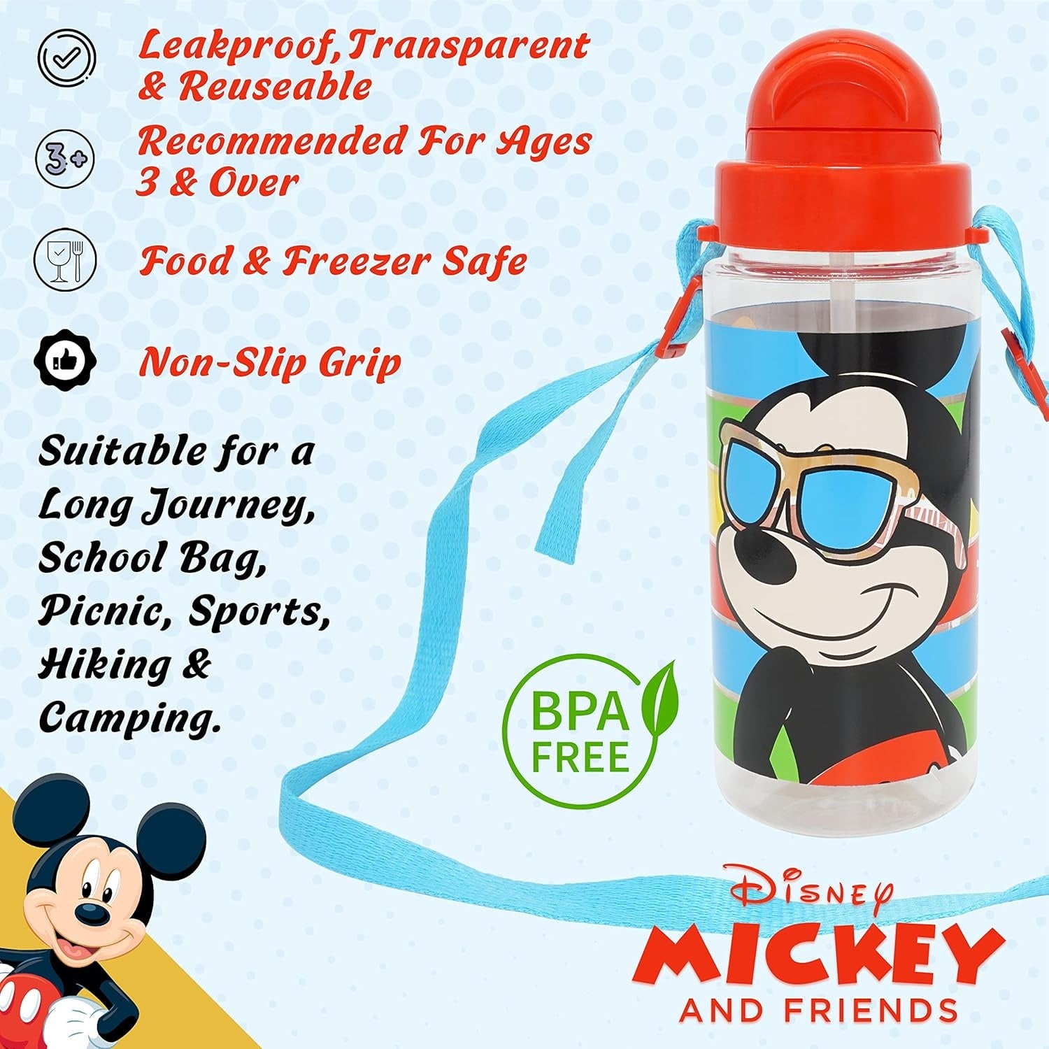 500ml Tritan Water Bottle with Strap for Children