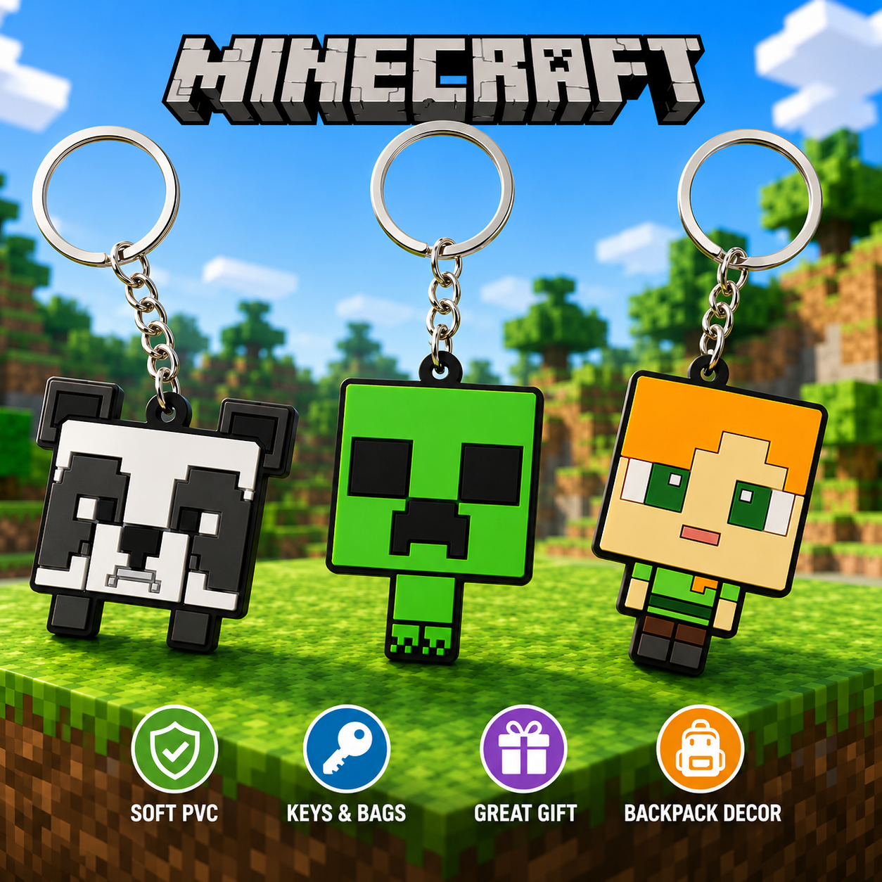 Minecraft PVC Keyring - Random Design