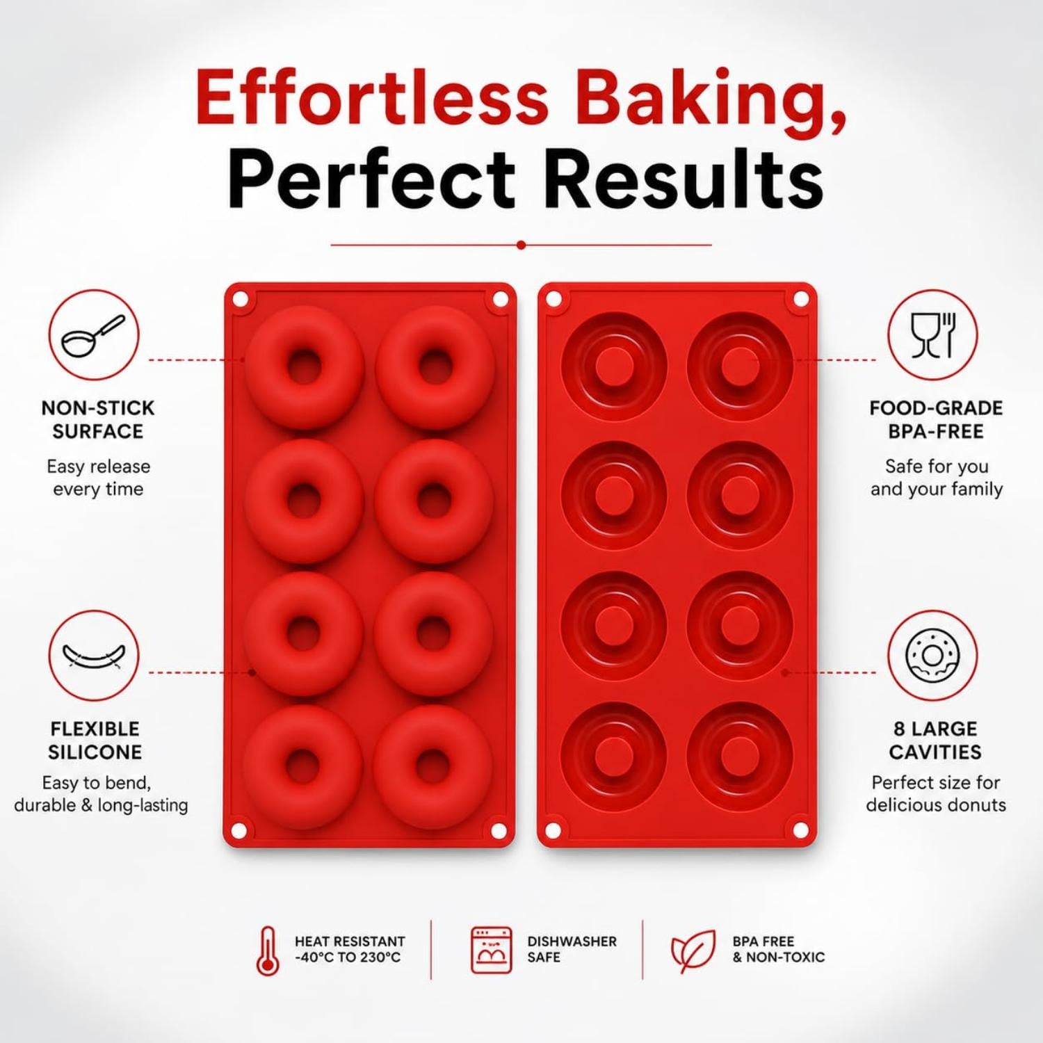 Non Stick Silicone Donut Mould 18 & 8 Cavity - Assorted