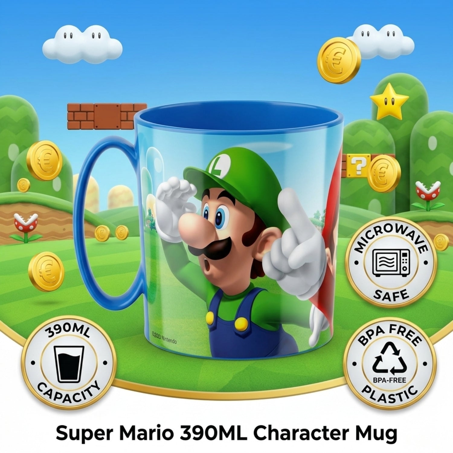 Kids Microwave Mug Reusable Plastic Cup - 390ml