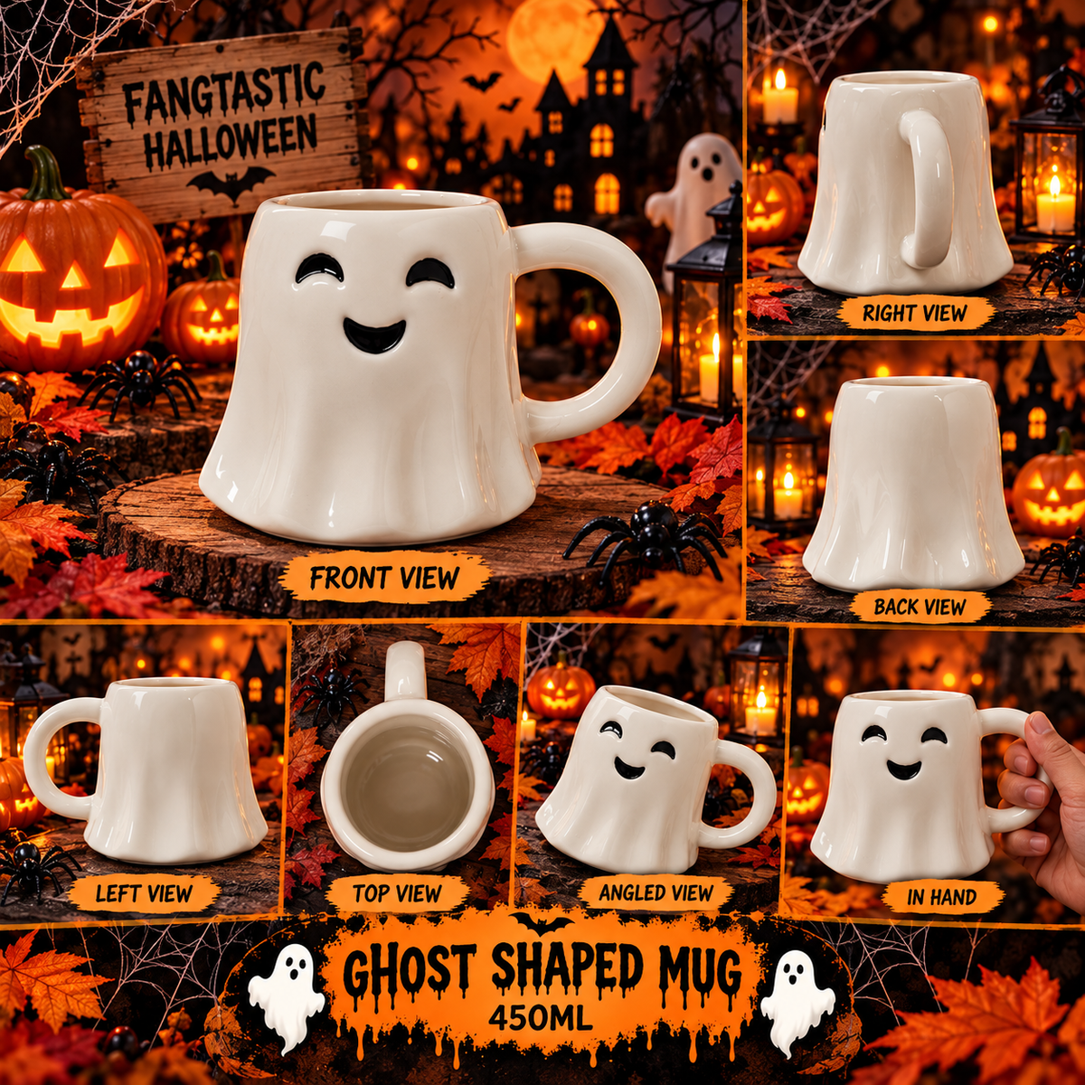 450ml Halloween Ghost Ceramic Mug - 14cm