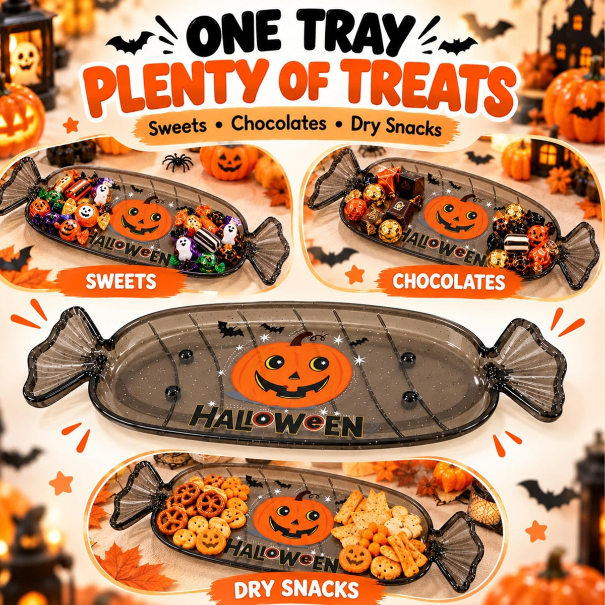 Halloween Candy Plate Black 35cm