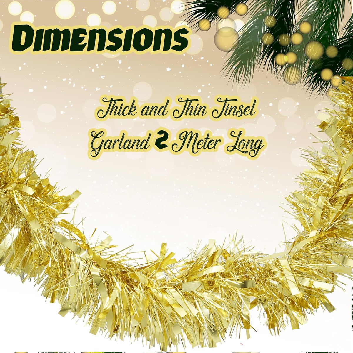 Chunky Tinsel Garland 2m - Christmas Tree Decoration