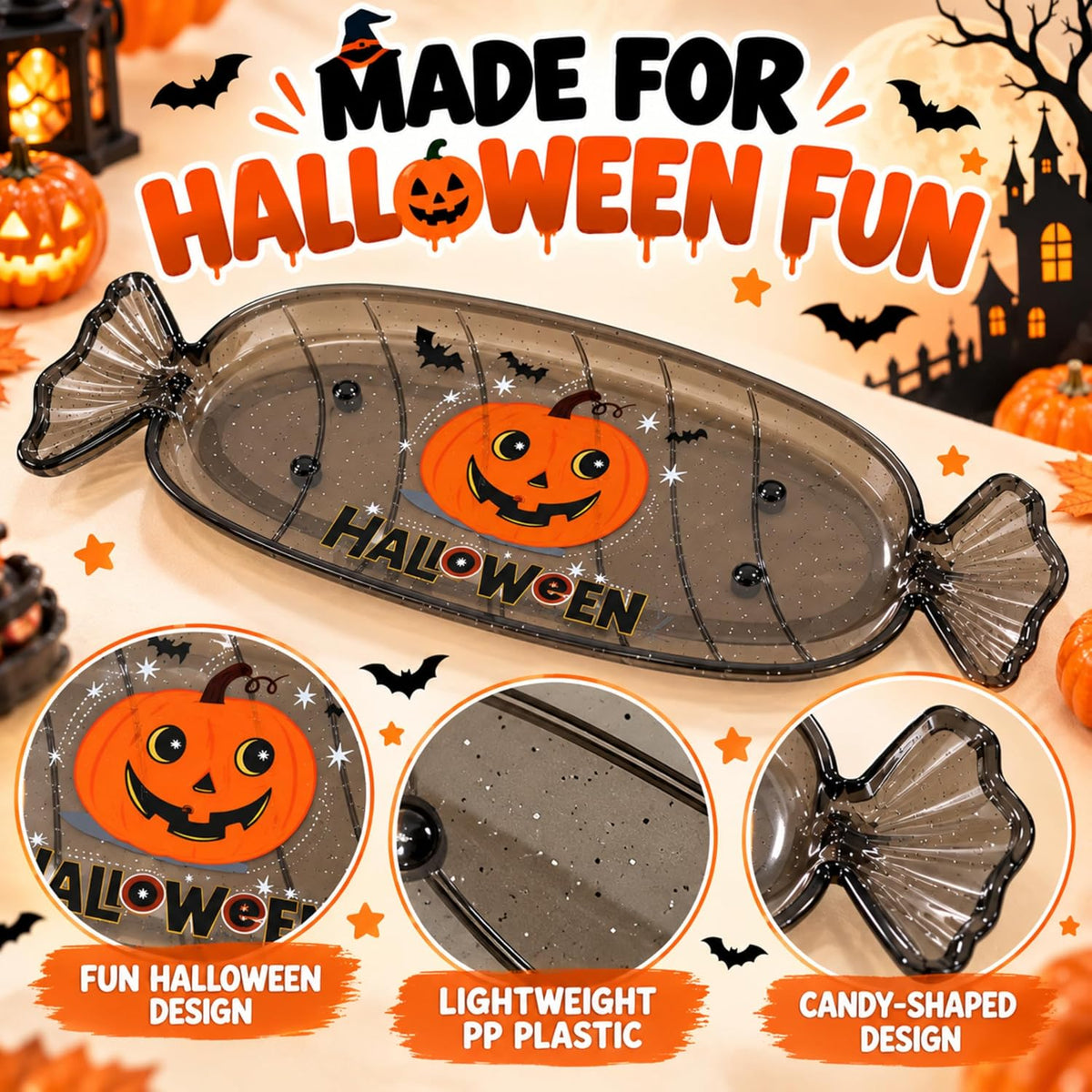 Halloween Candy Plate Black 35cm