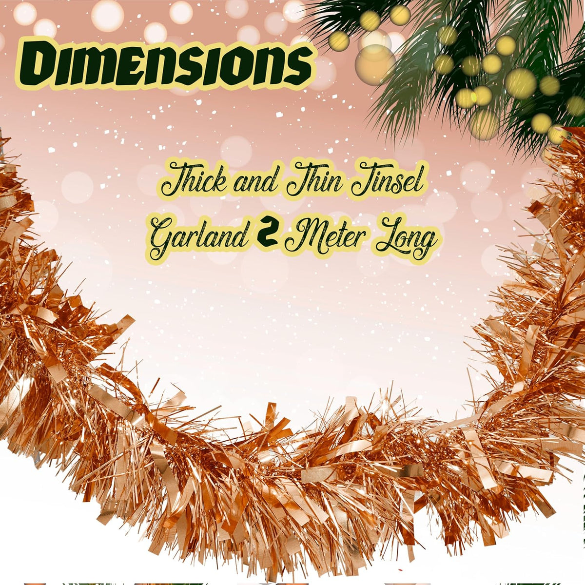 Chunky Tinsel Garland 2m - Christmas Tree Decoration