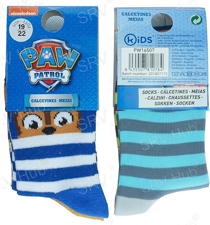 3 Pairs Paw Patrol Cotton Socks
