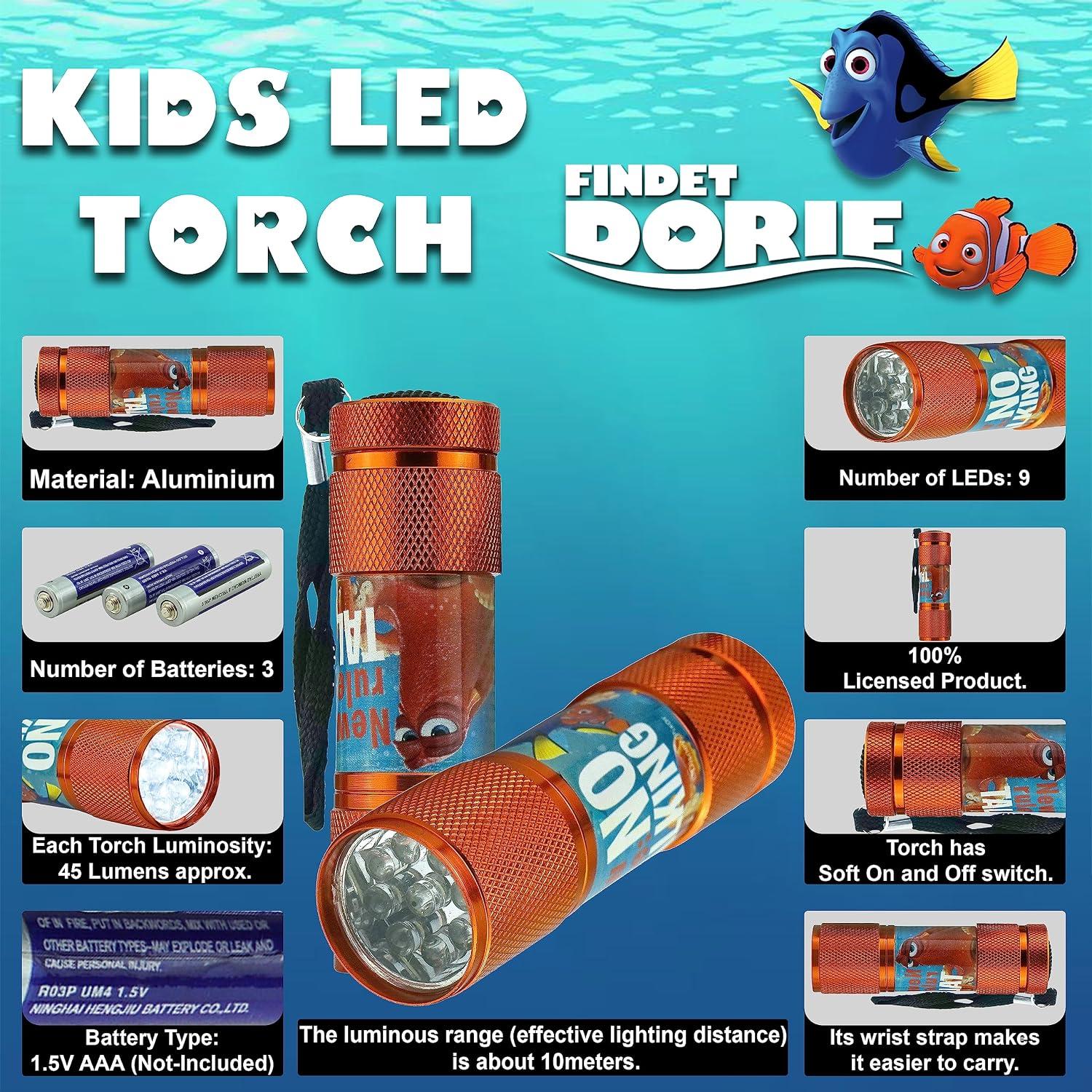 Finding Dory Orange 9 LEDs Aluminium Torch for Kids