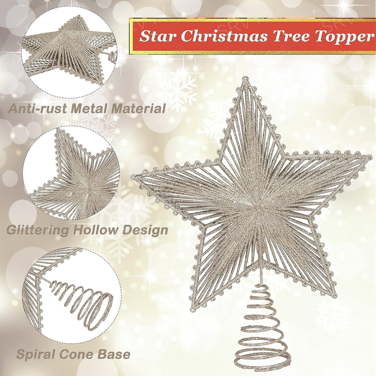 Glitter Star Christmas Tree Topper