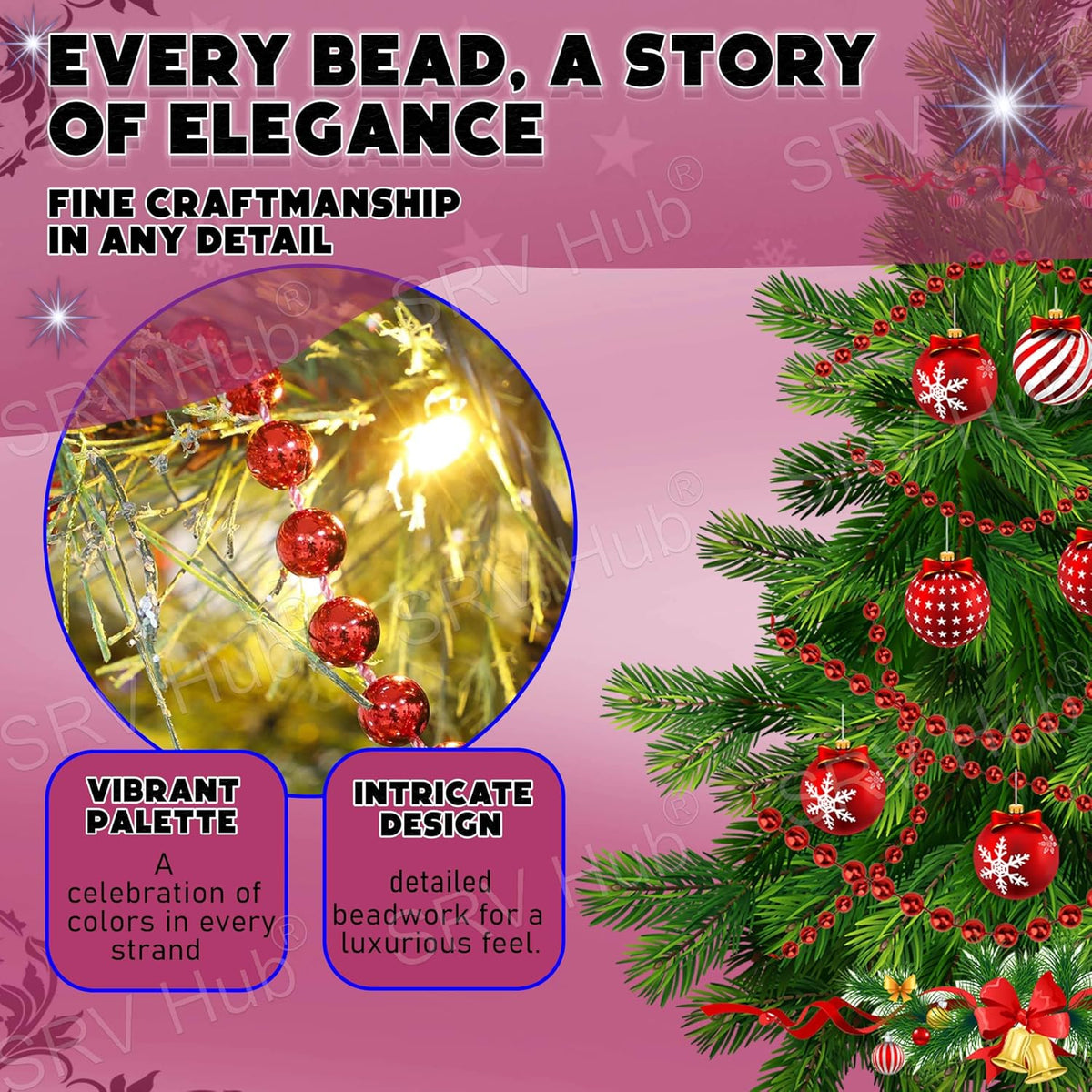 Shiny Bead Garland 8m Christmas Decoration