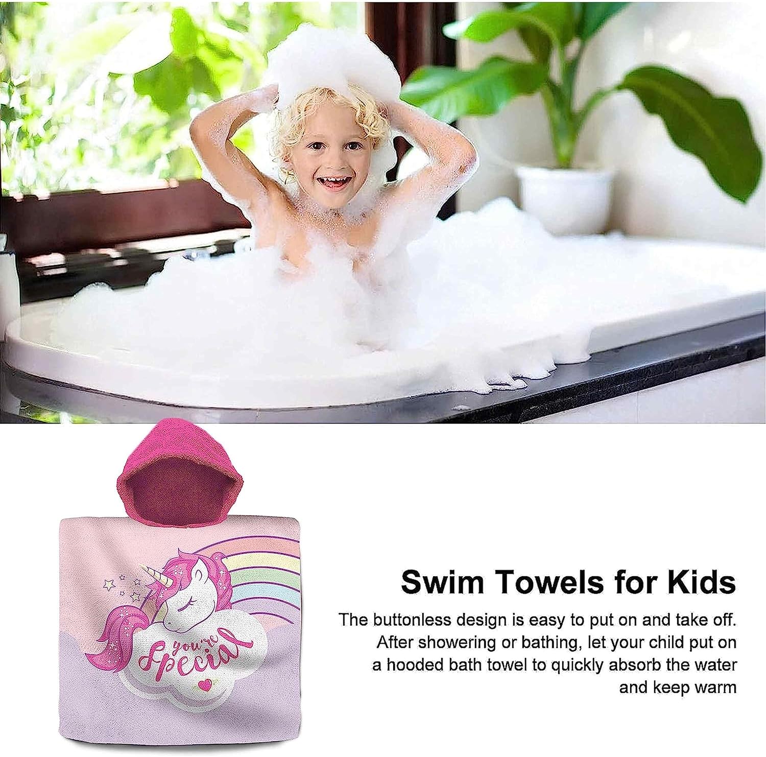 Kids Hooded Towel Poncho Cotton 120cm