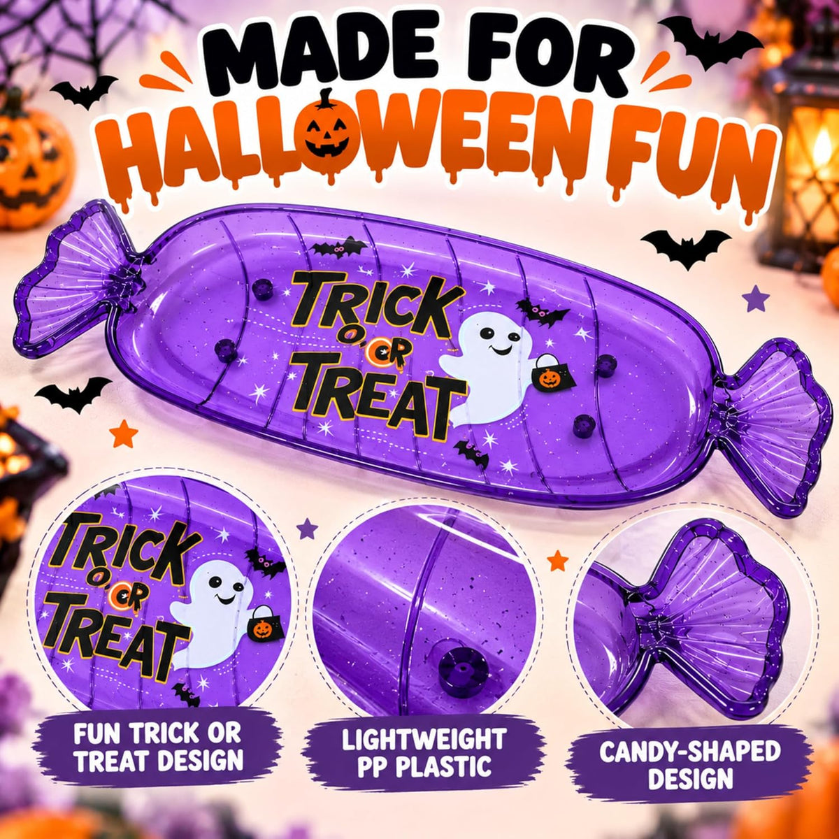 Halloween Candy Plate Purple 35cm