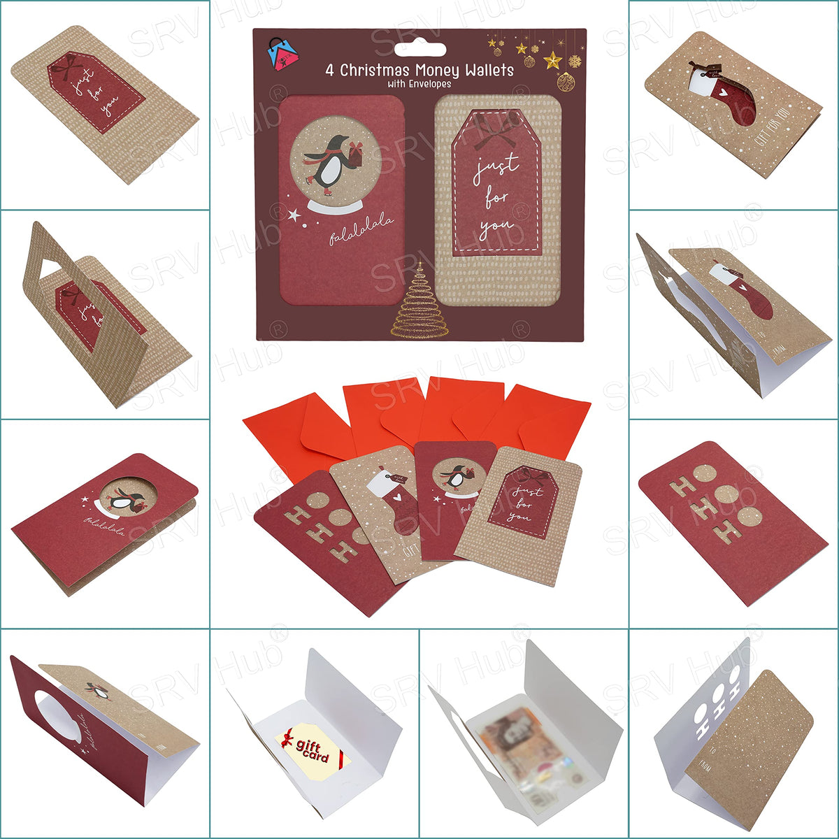 4Pcs Craft Christmas Money Wallet 16cm