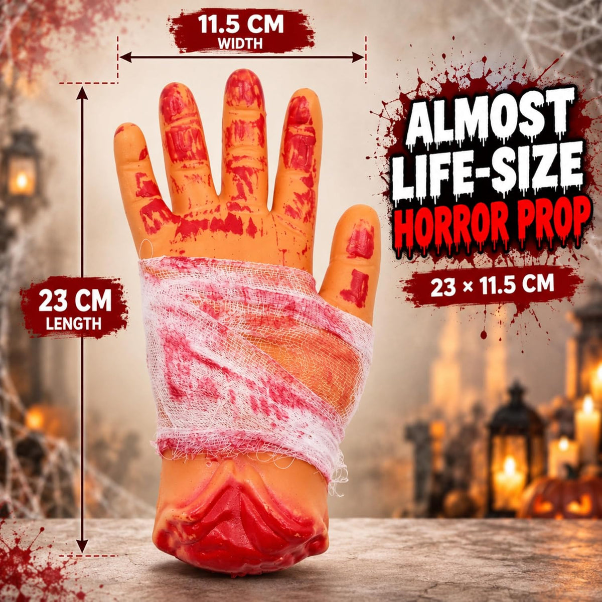 Halloween Bloodied Severed Hand Decorations 23cm