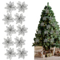Pack of 10 - Glitter Flowers -Silver