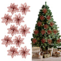 Pack of 10 - Glitter Christmas Flowers - Red