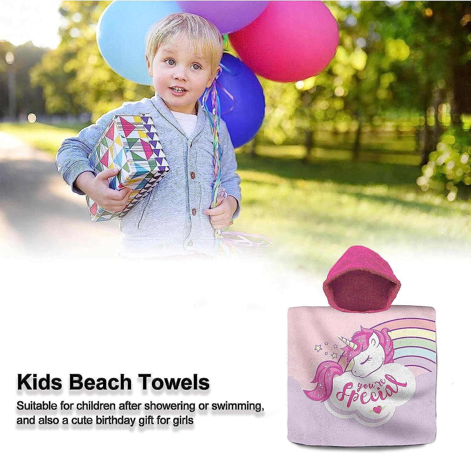 Kids Hooded Towel Poncho Cotton 120cm