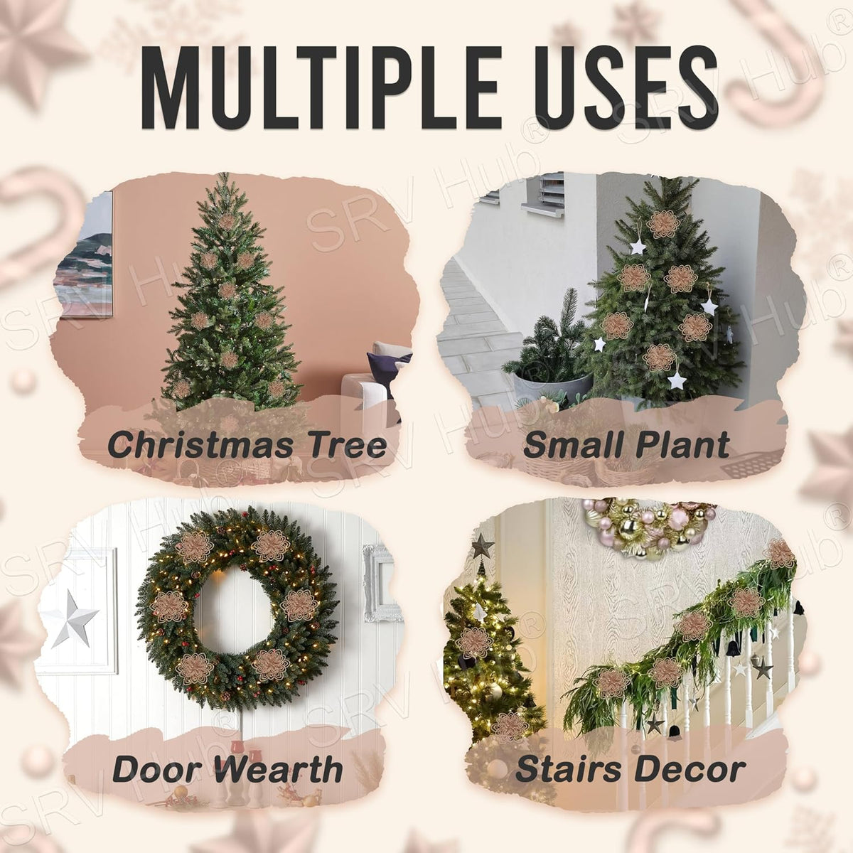2Pcs Christmas Poinsettia Ornaments 15cm