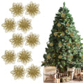 Gold Glitter Christmas Flower Picks 10 Pack 10cm