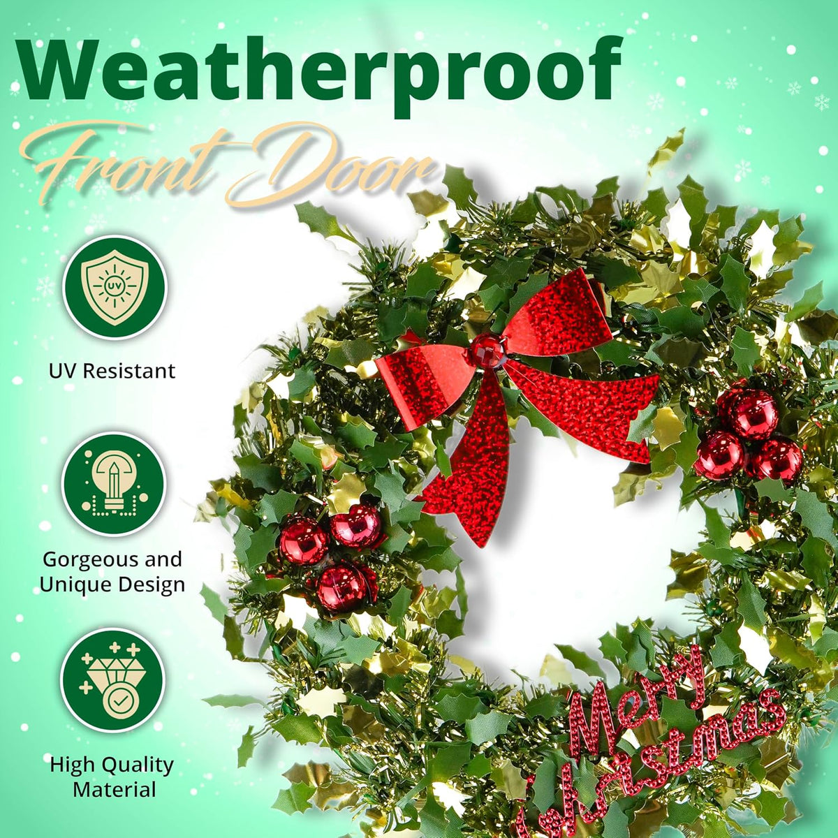 Christmas Home Door Tinsel Wreath 21cm