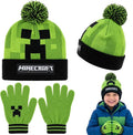 Minecraft Kids Knitted Bobble Hat & Gloves Set