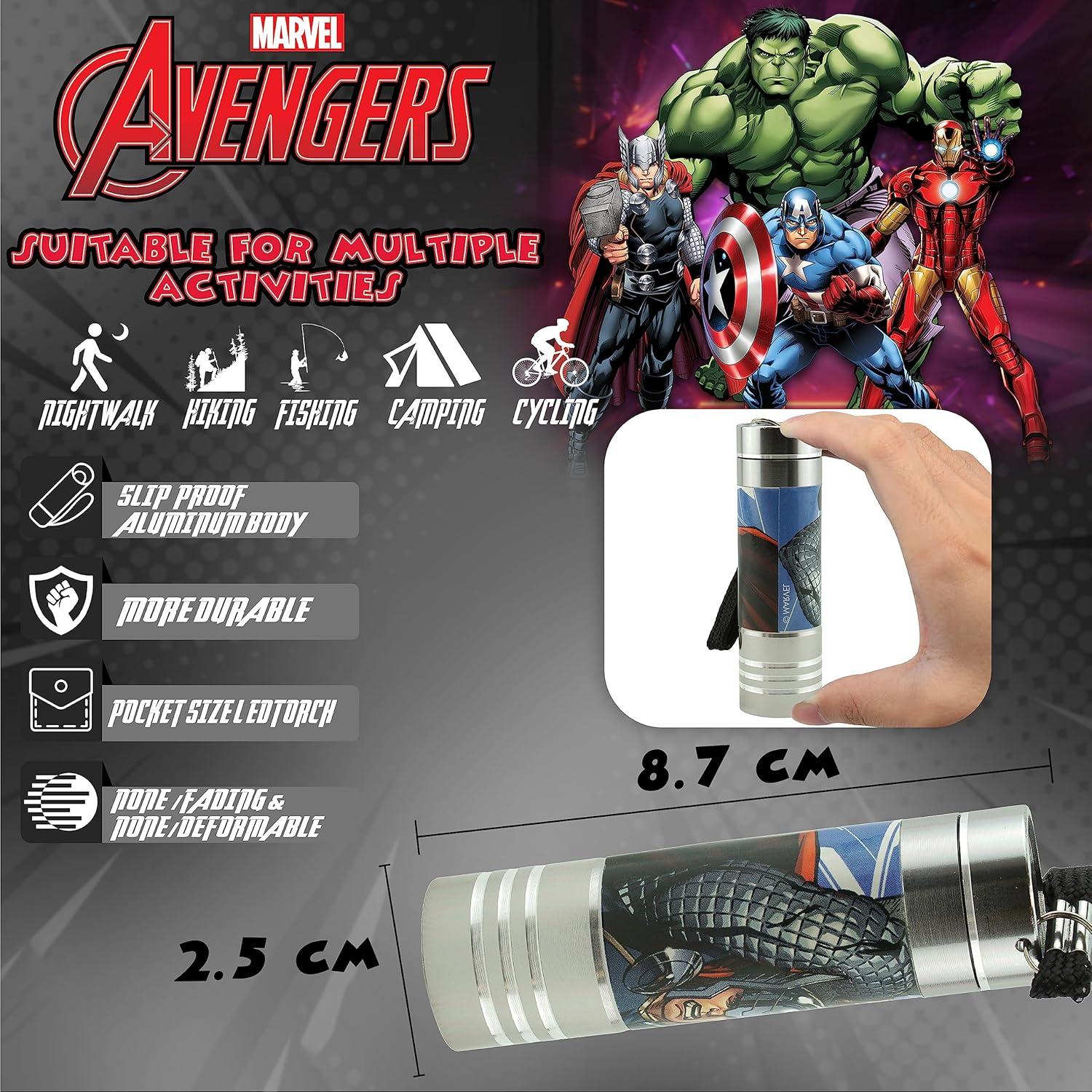Avengers 9 LEDs Aluminium Torch for Kids - Assorted