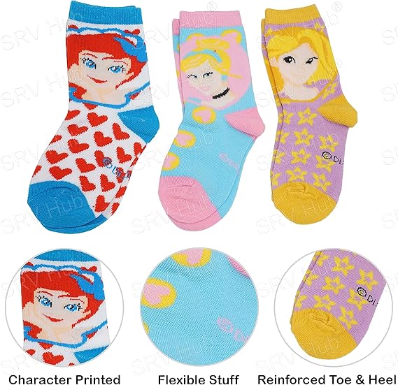 3 Pairs Cotton Cartoon Printed Girls Socks