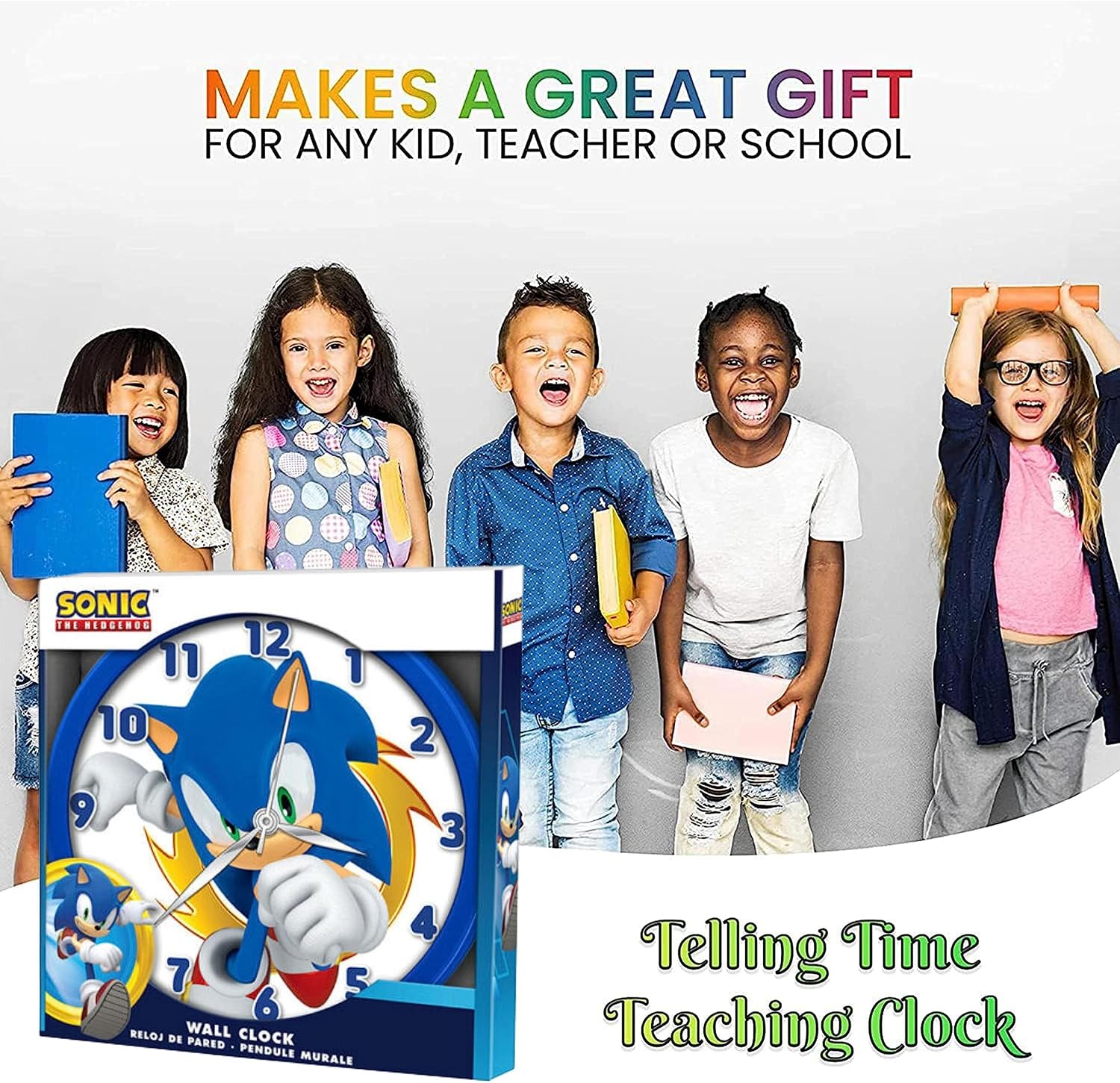Children Modern Wall Clock Battery Operated, Wall Decor Gift for Kids