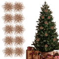 Rose Gold Glitter Christmas Flower Picks 10 Pack 10cm