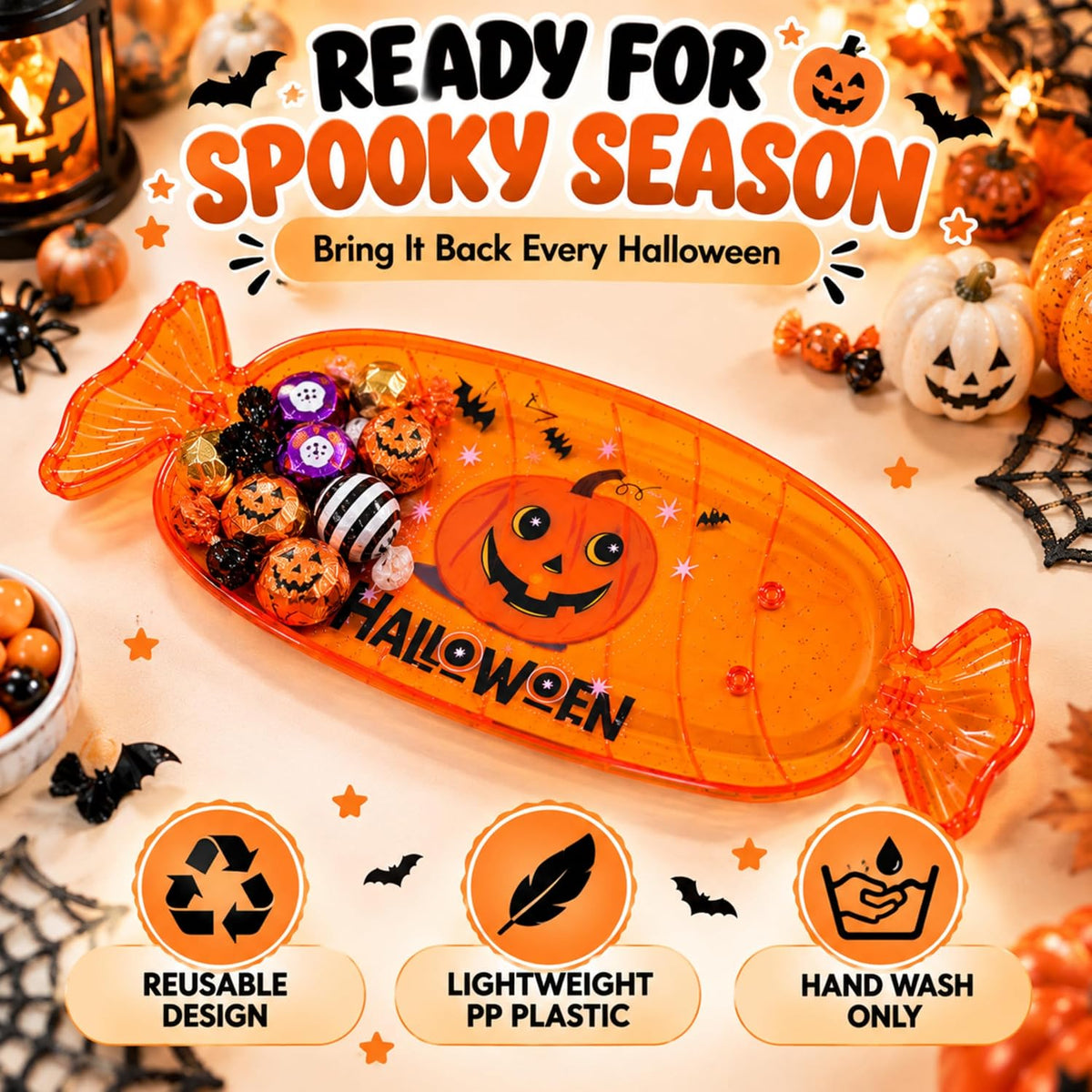 Halloween Candy Plate Orange 35cm