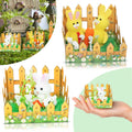 Pack of 2 Easter Rabbits & Flower in Picket Fence for Garden