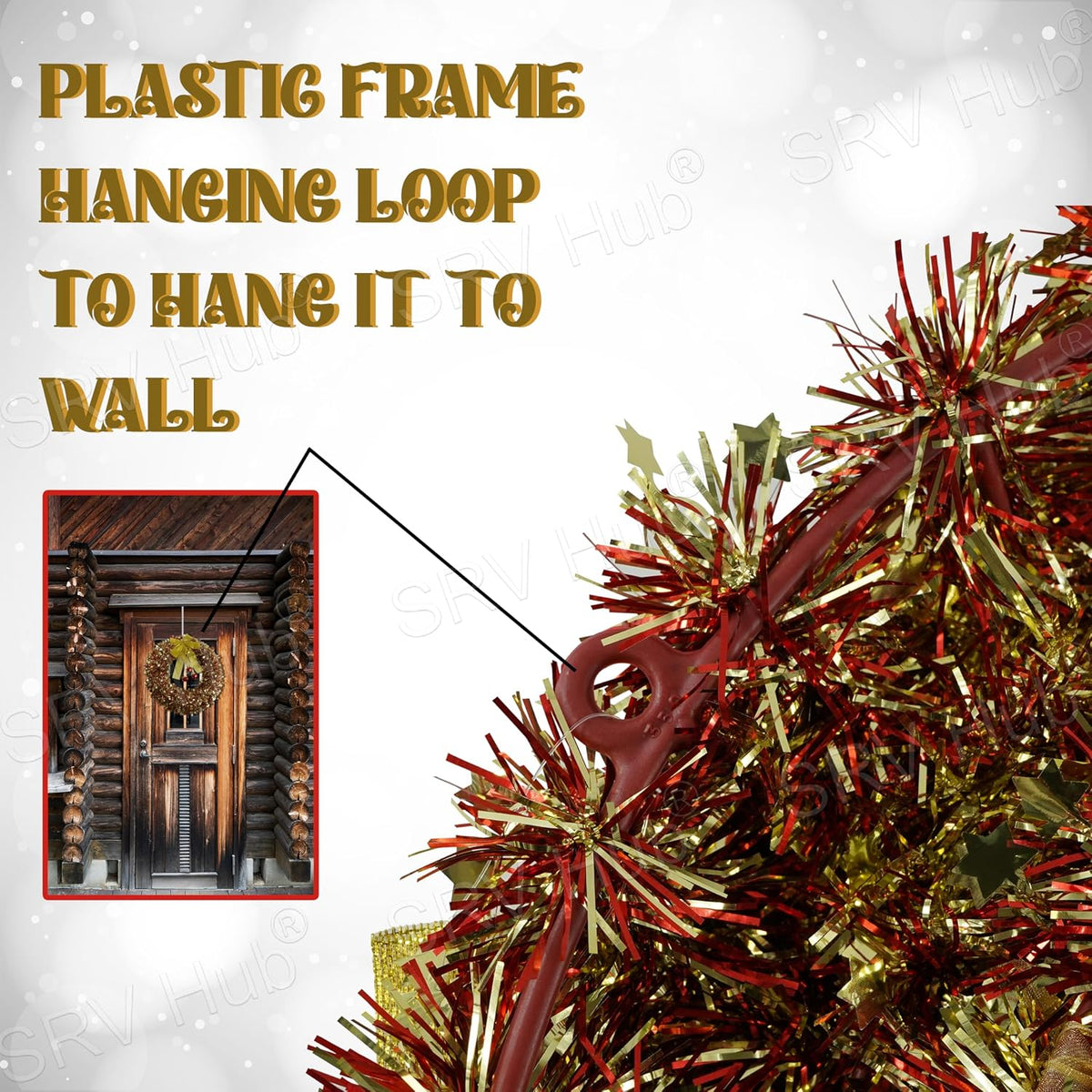 Christmas Tinsel Wreath for Front Home Door Hanging 40cm