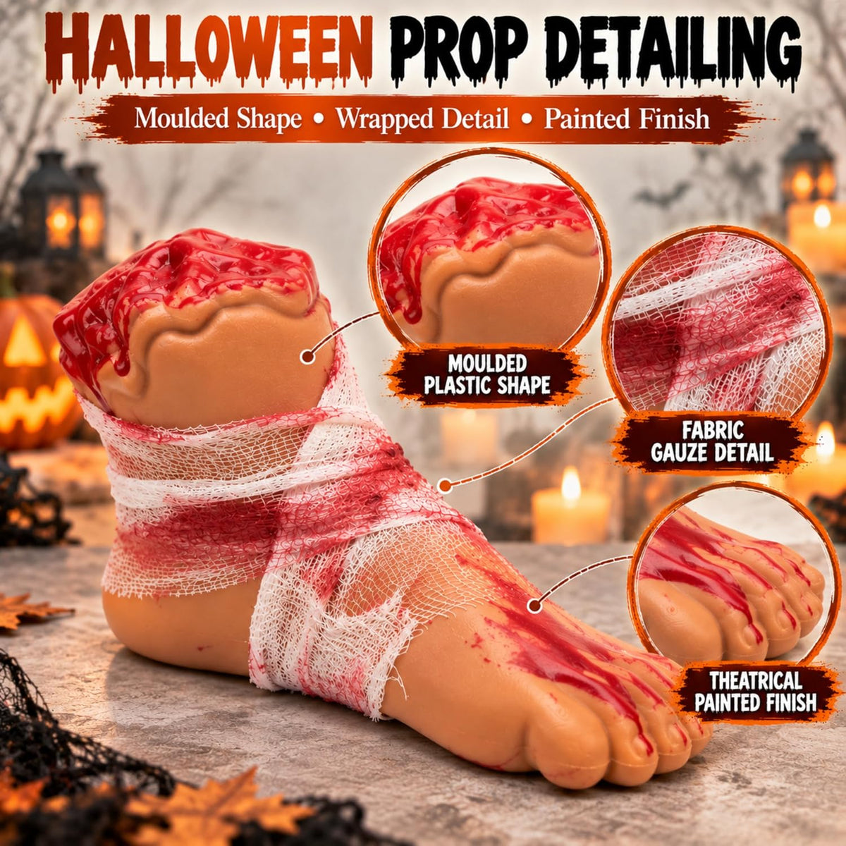 Halloween Bloodied Severed Foot Decorations 19cm