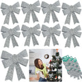3x (Glittered Silver Bows - 3 Pack)