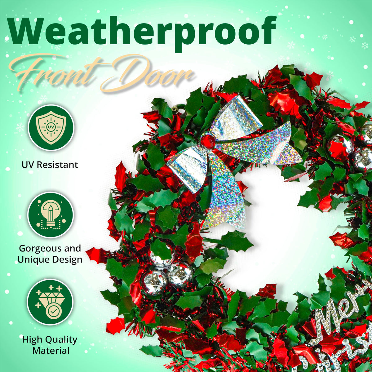 Christmas Home Door Tinsel Wreath 21cm
