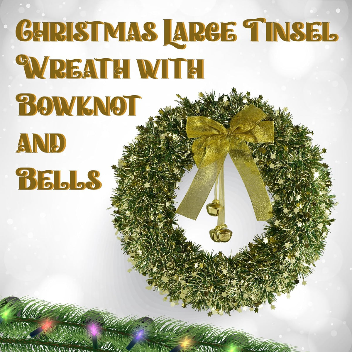 Christmas Tinsel Wreath for Front Home Door Hanging 40cm