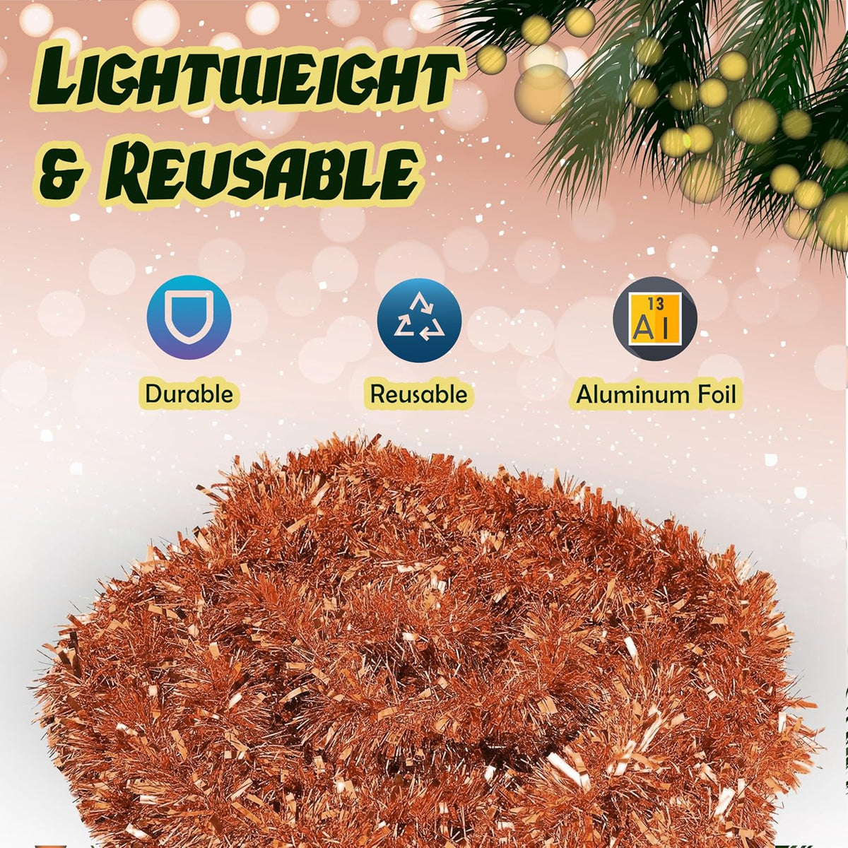 Chunky Tinsel Garland 2m - Christmas Tree Decoration