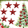 Red Christmas Tree Ornaments Hanging - Glitter Star(6pk10cm)