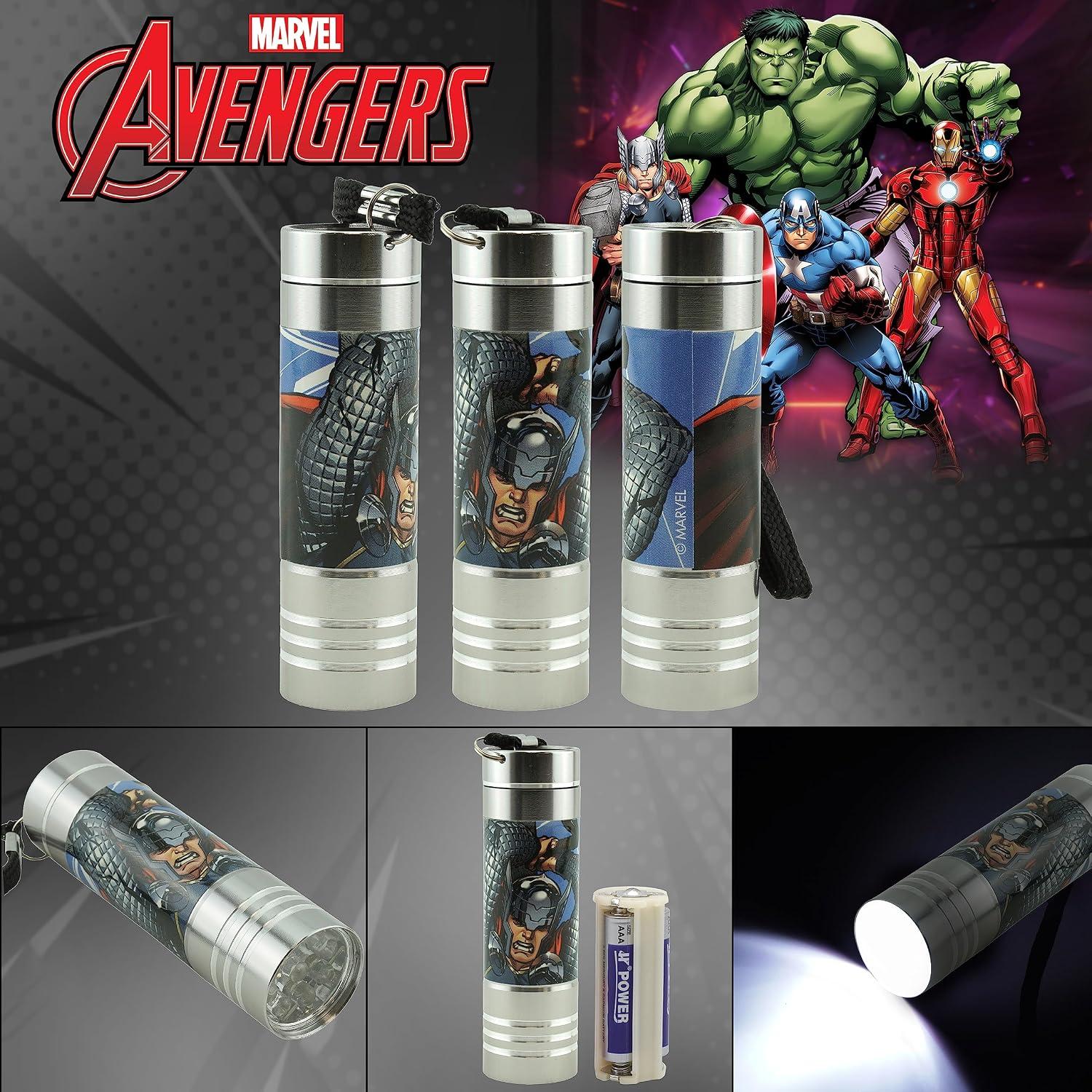 Avengers 9 LEDs Aluminium Torch for Kids - Assorted