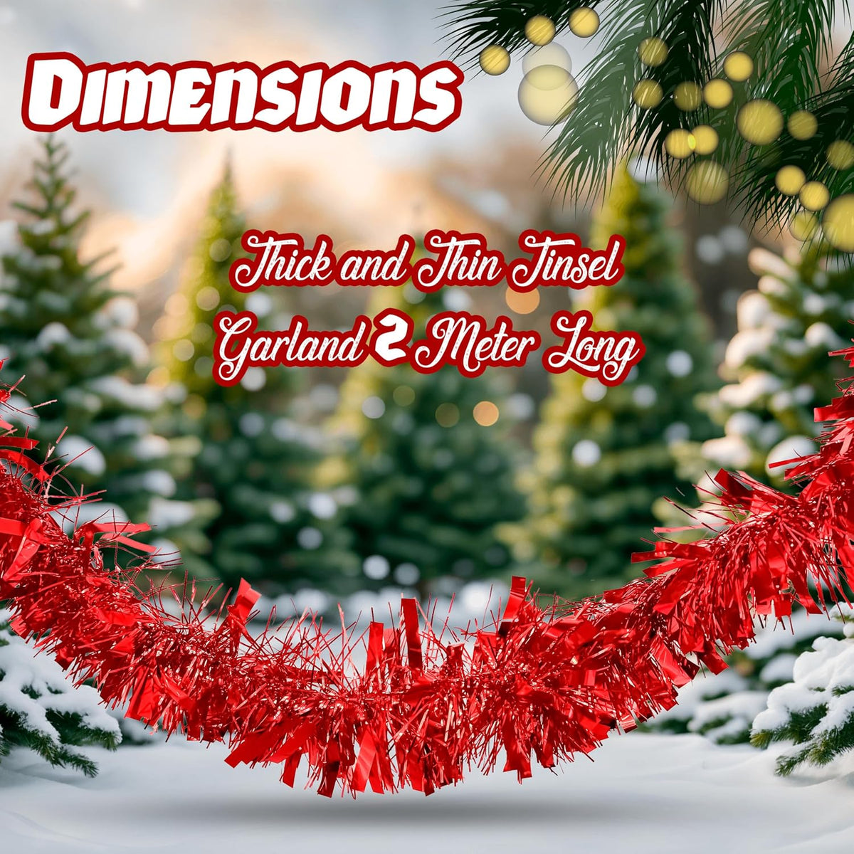 Chunky Tinsel Garland 2m - Christmas Tree Decoration