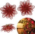 2Pcs Red Christmas Flower Clip Ornaments - 10cm