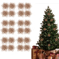 Pack of 24 Glitter Flowers - Rose Gold