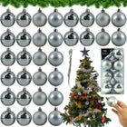 Pack of 32 Glitter Baubles for Christmas Tree 5cm - Silver
