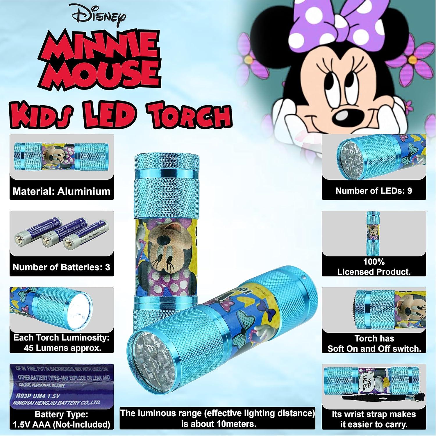 Minnie Mouse 9 LEDs Aluminium Torch for Kids - Assorted