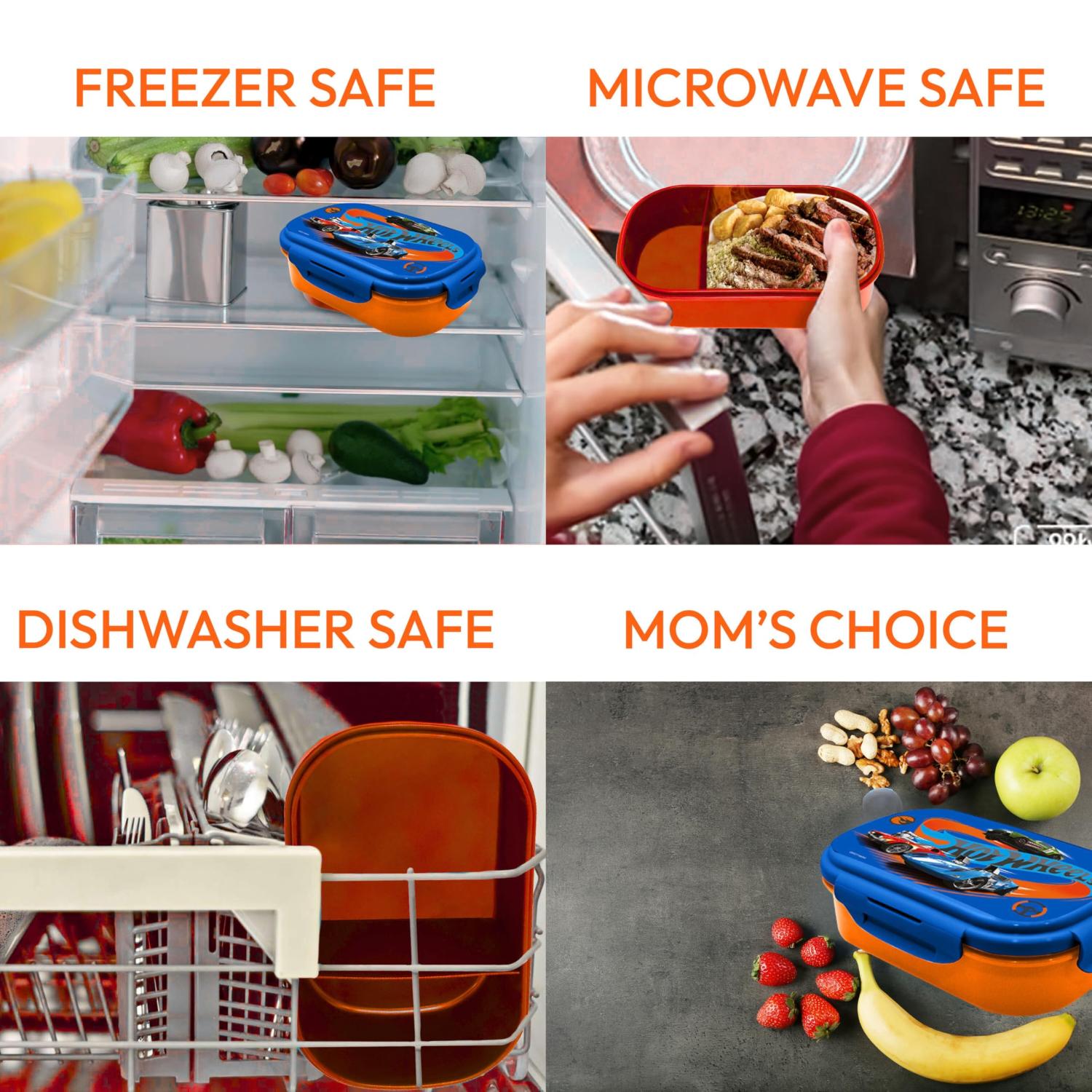 Kids BPA Free Plastic Lunch Box with Cutlery - Assorted