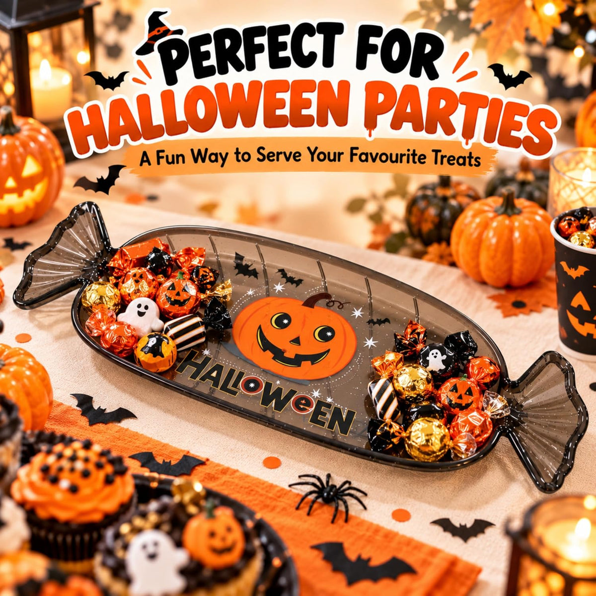 Halloween Candy Plate Black 35cm