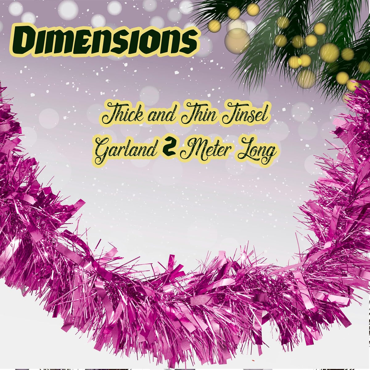 Chunky Tinsel Garland 2m - Christmas Tree Decoration