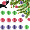 Christmas Paper Honeycomb Round Baubles with Golden String and Mini Magnet- 8cm